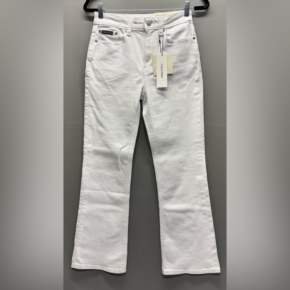 ✨Calvin Klein High Rise Flare Crop Jeans Women's White Size 25w